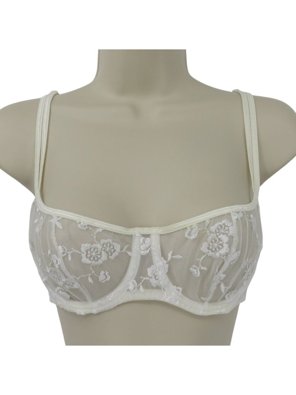 VTG Victorias Secret 34B Bra White Sheer Embroidered Mesh Underwire Y2K 2001
